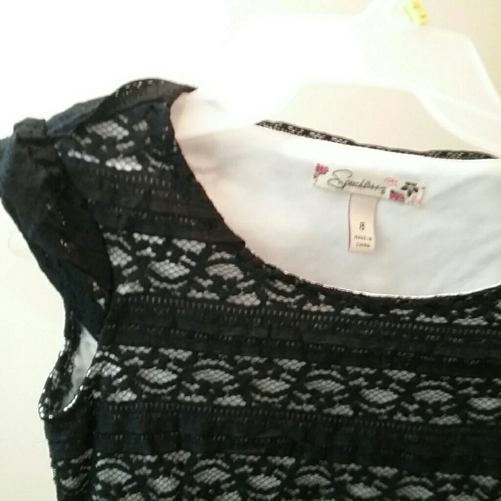 Speechless 8 Girls Lace Overlay Black White Dress Short-sleeved - Picture 5 of 8